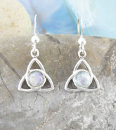 Triquetra With Rainbow Moonstone Cabochon Hook Earrings | Woot & Hammy